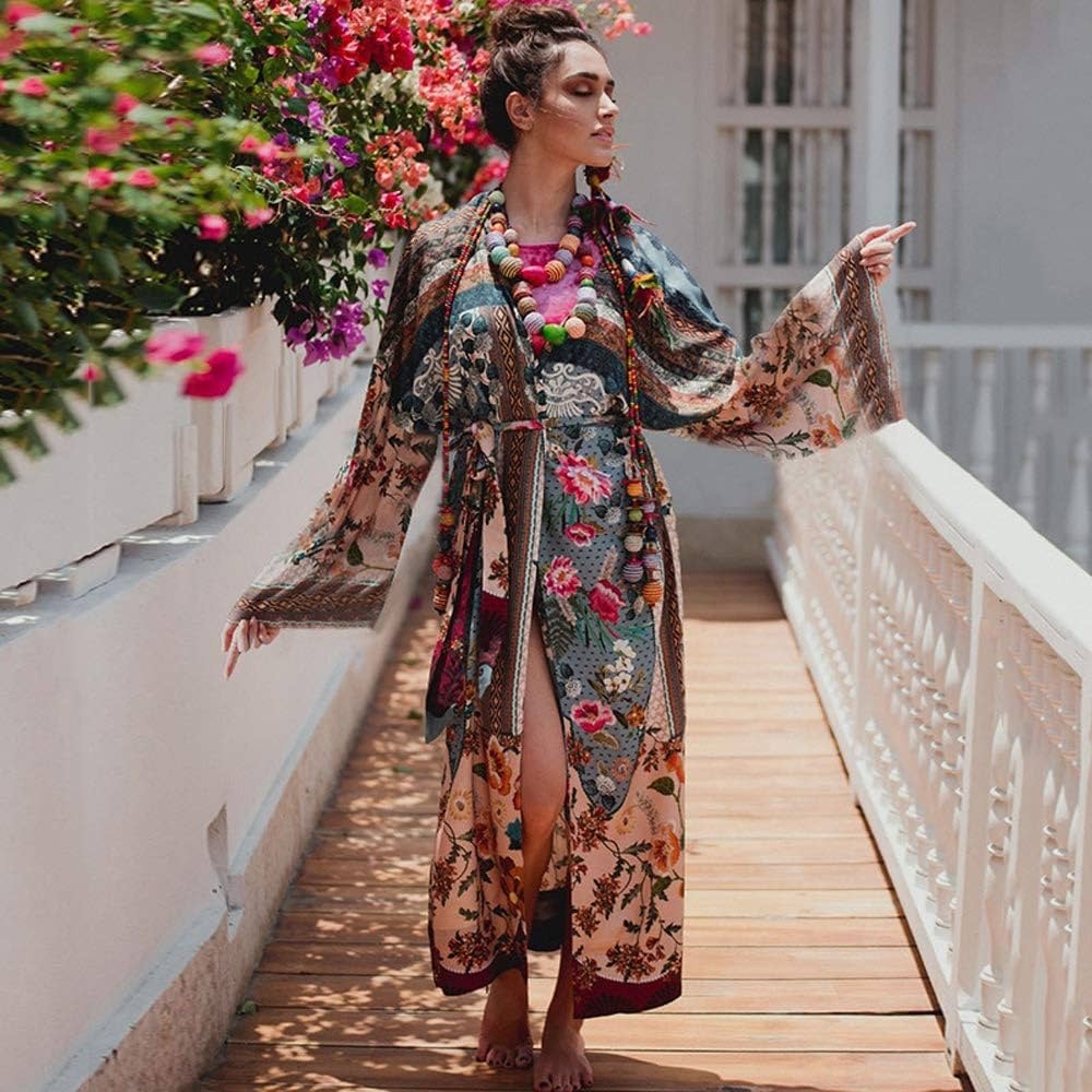 Lightweight Bohemian Kimono Robe Layering Piece - Picture 3 of 3